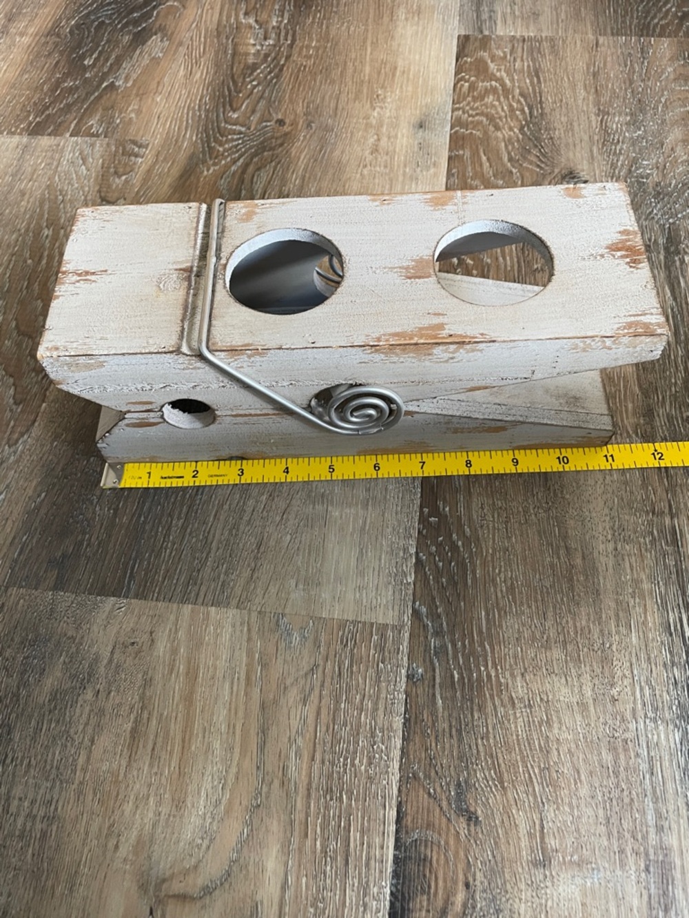 Rustic Gray Wooden Clothespin Decorative candle Holder